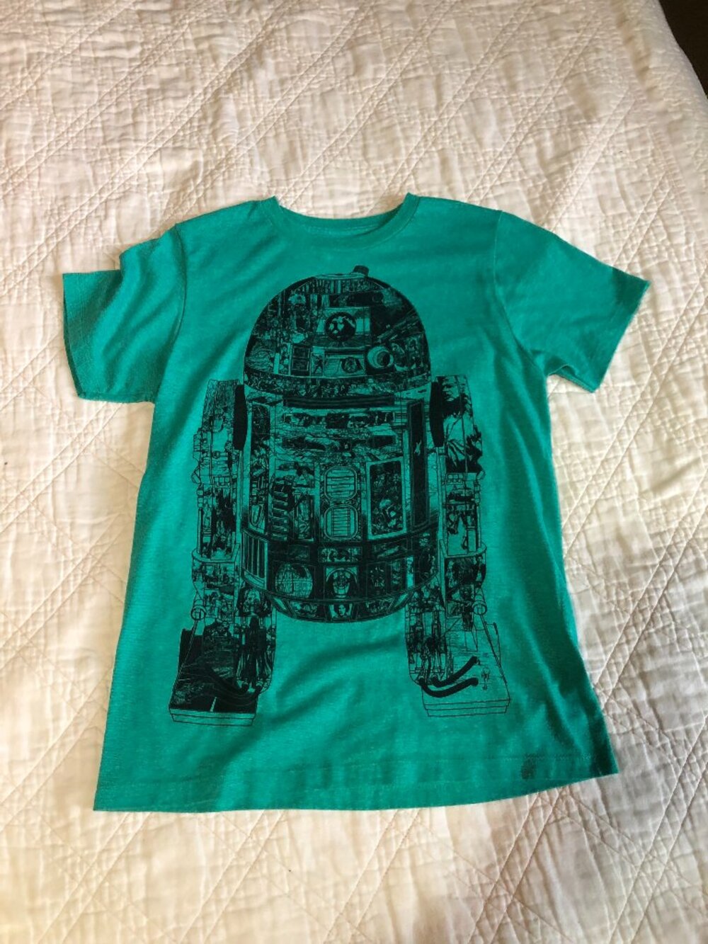 Green Star Wars R2D2 T-shirt, Size Small